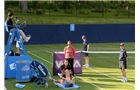 BIRMINGHAM, ENGLAND - JUNE 09: Katy Dunne of Great Britain receives medical assistance on day one of the AEGON Classic Tennis Tournament at Edgbaston Priory Club on June 9, 2014 in Birmingham, England. (Photo by Tom Dulat/Getty Images)